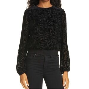 CAMI NYC BLACK BURNOUT VELVET ZEBRA TOP